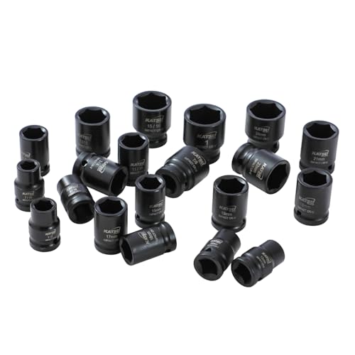 KATSU Tools 1/2" Drive Impact Socket Wrench Set, 23-Piece, 6-Point, Inch & Metric Sockets 7/16"- 1" and 13-24mm, Cr-V, 72-Teeth Quick Release Ratchet Wrench, Extension Bar, Adapter & Plastic Case 2 KATSU Tools 1/2" Drive Impact Socket Wrench Set, 23-Piece, 6-Point, Inch & Metric Sockets 7/16"- 1" and 13-24mm, Cr-V, 72-Teeth Quick Release Ratchet Wrench, Extension Bar, Adapter & Plastic Case - Image 2