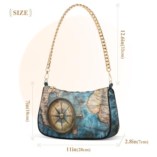 Vintage World Maps Shoulder Bag for Women, Handbag with Chain Strap, Soft Purse Tote Bag for Ladies2