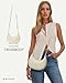 BOSTANTEN Crossbody Purse Small Crescent Shoulder Bags for Women Trendy Hobo Clutch Handbag Removable Strap Beige