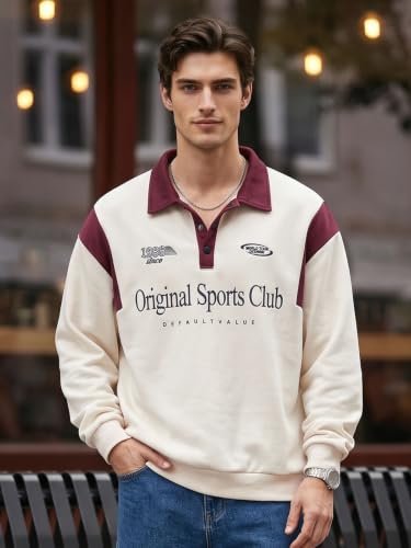Rosegalette Rugby Shirts for Men Long Sleeve Polo Fleece Lined Sweatshirts - image 2