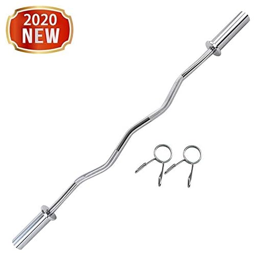 Barbell Bar - 48" Threaded Chrome Barbell Bar, 2 in Barbell Diameter with Ring Collars - Dumbbell Curl Bar wtih Barbell Spring Clip Collars for Home Gym Fitness, Weightlifting, Strength Training