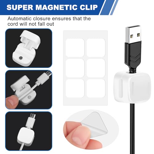 MXTIMWAN 6 Pièces Clips Câble,Organisateur de Cables,Accroche Cable,Clips de Câble Autocollants,Support de Câble Magnétique,Convient pour le Bureau, La Table de Nuit, Le Câble de Charge, HDMI, USB – vue 3
