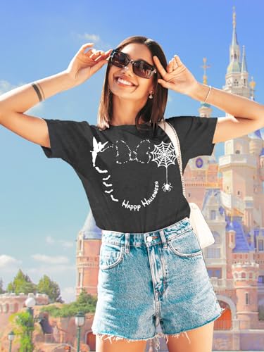 Happy Halloween Shirts Women Magical Halloween T Shirt Funny Spider Web Graphic Shirts Spooky Season Tee Tops4