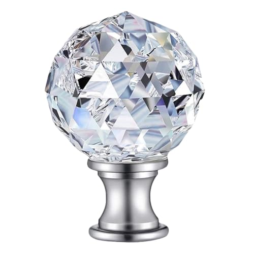 Image of Outanaya Crystal Lamp Finial Knob 1.77In Modern Chic Light Decoration for Lamp Shade Replacement with 27Mm Threaded Base Enhancing Vintage and Classic Fixtures