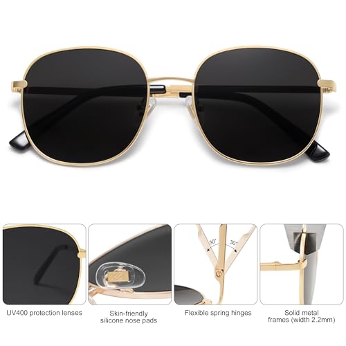 SOJOS Classic Trendy Square Sunglasses for Women Men Cute Big Frame Gold Shades SJ11373