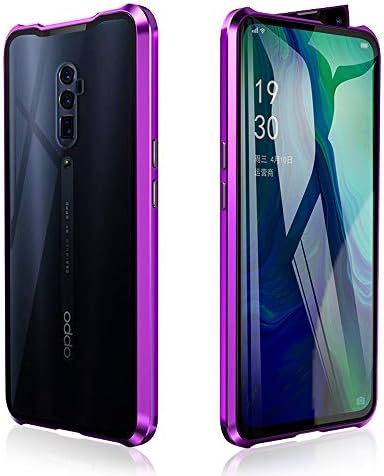 Case for Oppo Reno 10X Zoom Cover Magnetic Adsorption Tech Front Back Tempered Glass Unibody Design Powerful Magnets Built-in Frame 360 Degree Protection Shockproof Metal Flip Cover, Purple