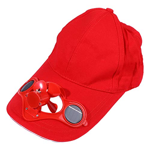 1Pc Energy Storage Hat for Fan Lightweight Sun Protection Cap for Boys for Summer Activities Keeps Cool with Solar Power Red