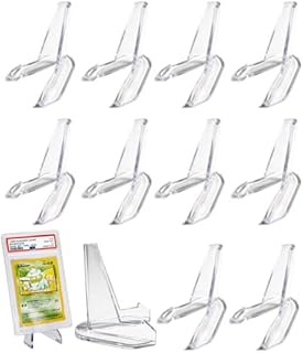 Pokibo's® Pack of 12 Card Stands for Trading Cards | Acrylic Stand for Cards Coins | Holder | Pokemon | Yu-Gi-Oh | Digimon | Panini & Topps | Dragonball Z | Metazoo Acrylic Stand for Beckett & PSA