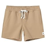 NEIKU Men's Workout Stretch Sweat Shorts Drawstring Elastic Zipper PocketsKhaki 34