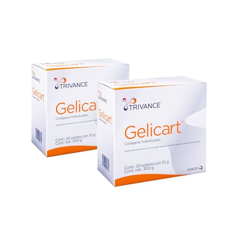 Gelicart Trivance Colágeno Hidrolizado, Complemento Alimenticio Sin Azúcares, Fácil de Tomar, con Tecnología Alemana, 2 Pack de 30 Sobres, 10g Cada
