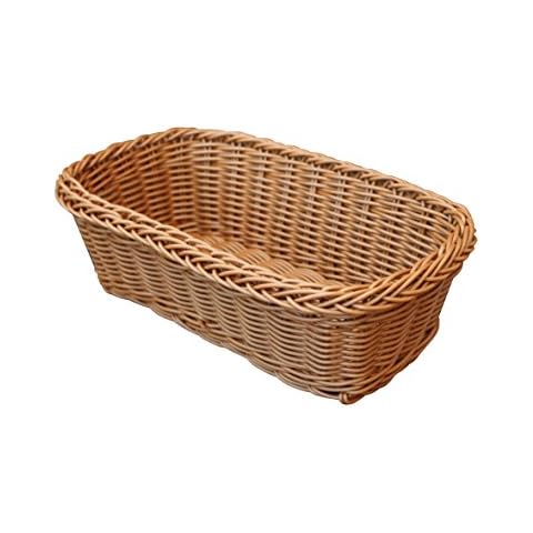 CVHOMEDECO. Rechteckige Imitation Rattan gewebt Besteck Aufbewahrungsorganisator Obstkorb Eierkorb Handgefertigter Servierkorb für Küchentisch, Schrank, Speisekammer. Braun Cover