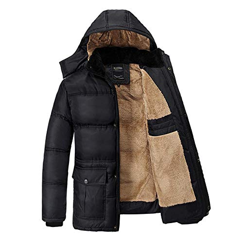 Yaer Chaqueta De Invierno para Hombres, Calentar Espesar Felpa Impermeable A Prueba De Viento Anorak Abrigo Outwea (Negro,XXL(Busto 132cm),CN 5XL)