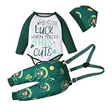 Lindos trajes de bebé para el día de San Patricio, mi primer Pelele de San Patricio para el Día de San Patricio, parte superior del cuerpo, pantalones con cintura elástica, sombrero muy bonito.