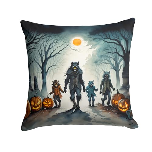Caroline's Treasures DAC2279PW1818 Werewolves Spooky Halloween Throw Pillow Machine Washable, Indoor Outdoor Decorative Pillow for Couch, Bed or Patio, 18Hx18W