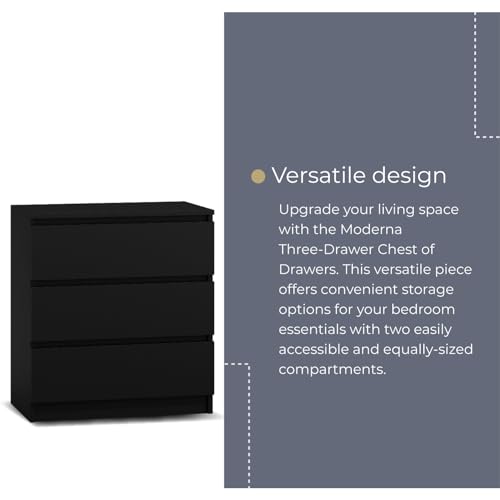 WHATSIZE ENTERPRISE Chest of Drawers for Bedroom, 3 Drawer Black Dresser with Contemporary Design, Tall Storage Cabinet for Clothes, Bedroom Furniture, Easy Assembly - Image 3