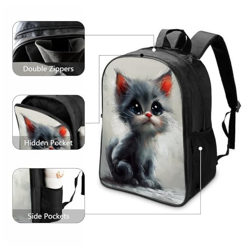 Sac à dos enfant chat 3D idéal pour l'école et sorties camping - 3