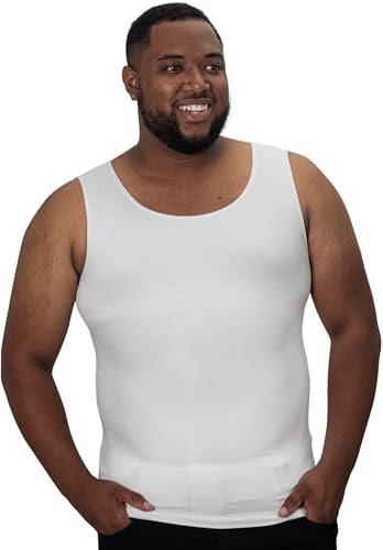 QORE LOGIQ Gynecomastia Compression Shirts for Men, X-Large Tall, White
