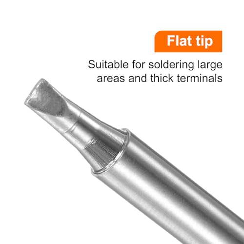 Image of HARFINGTON Soldering Iron Tips T12-D4 Flat Edge 4mm Chisel Width Nickel-Plated Solder Welding Replacement Tip for Electrical Solder Station, Silver