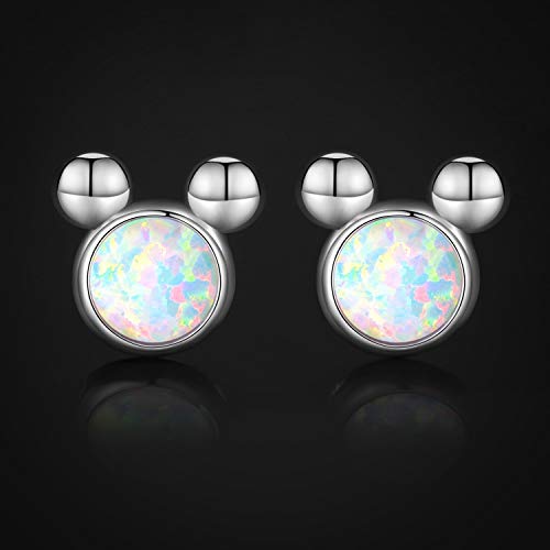 Mouse Opal Earrings,I Love You to The Moon and Back Necklace 925 Sterling Silver Opal Jewelry Gift for Women Girls - Image 3