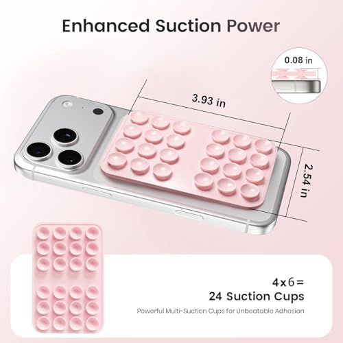 Upgraded Double Sided Silicone Suction Cup Phone Case Mount, Sticky Phone Grip Holder for Hands-Free Selfes & Videos, Reusable Silicone Phone Suction Grip for iPhone & Android, Baby Yellow - 3