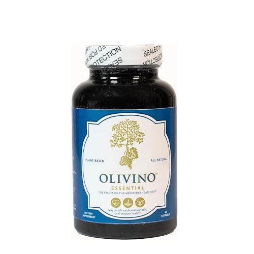 Olivino Essential Dietary Supplement: Three Key Fruits of The Mediterranean Diet® (Olives, Grapes, Tomatoes) - Plant-Based Softgels (60 Day Supply)