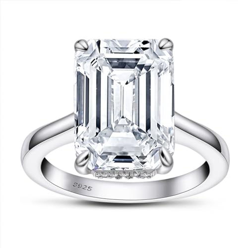 6 CT Moissanite Diamond Engagement Ring,Big Emerald Cut Wedding Bands for Women, 925 Sterling Silver Rings, D Color VVS1 Lover's Promise Ring, Fashion Jewelry Gifts