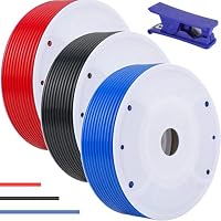 DAOKAI Pneumatikschlauch,PU Pneumatik Polyurethan PUN Schlauch,Außen 4mm x Innen 2,5mm 21 m/68.9 ft (blau, schwarz und rot, jeweils 7 m/22,97 ft) Flexibel Druckluftschlauch Luft Treibstoff Öl