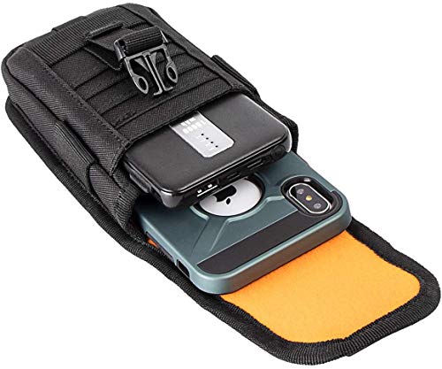 Ironseals Tactical Cell Phone Holster Pouch, Tactical Smartphone Pouches Cellphone Case Molle Gadget Bag Molle Attachment Belt Holder Waist Bag For 4.7"-6.7" With Armor Case On With Us Flag Patch #TOP7