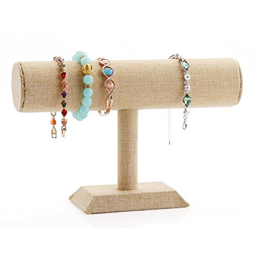 New Wayzon Linen Bracelet Organizer T-Bar Jewelry Display Bangle Tower Watch Holder Orgnaizer
