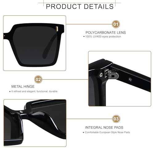 LYZOIT Modern Oversized Square Sunglasses Women Men Retro Womens Rimless Big Sun Glasses UV Protection3