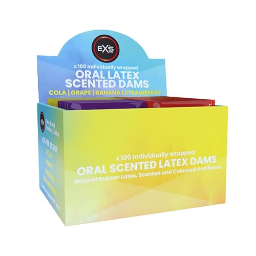 EXS - EXS | Mixed Scented Oral Dams | 4 Flavours | Cola, Grape, Strawberry, Banana | Enhance Your Safety & Pleasure | Dental Dams | 20 Pack