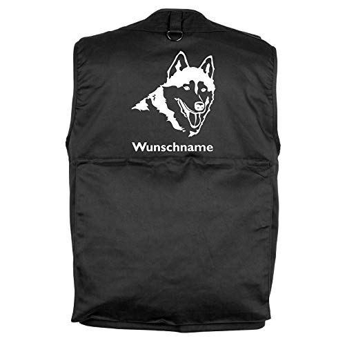 Siberian Husky - Hundesportweste mit Rückentasche und Namen (M)