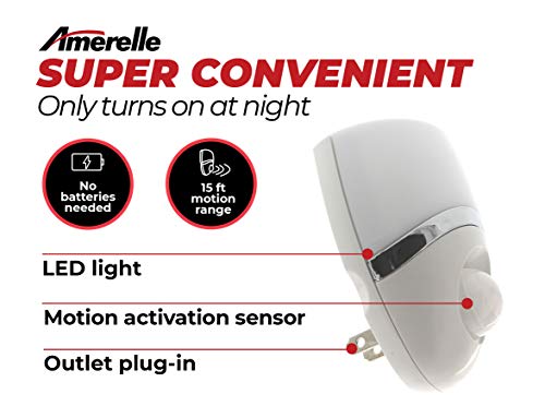 Amerelle Motion Sensor Night Light, 3 Pack - Led Plug In Night Light With Sensor That Lights Up When It Auto Detects Motion - Wide 100 Degree Detection Zone - Ideal For Bathroom & Nursery - (73092Cc) #TOP3
