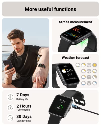 Smart Watch for Men Android & iPhone, Alexa Built-in, 1.8" Touch Screen Fitness Tracker with Answer/Make Calls, IP68 Waterproof Heart Rate/Sleep/SpO2 Monitor, Pedometer, 100+ Sport Modes - Image 7