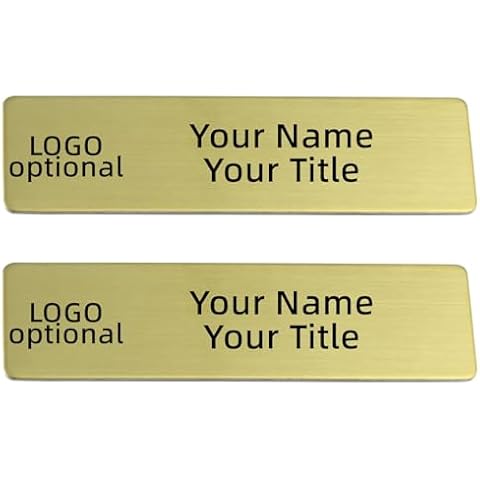 QIPAN 2pcs Stainless Steel Gold Custom Name Tags with Pin or Magnet Adhesive Tape,Personalized,Customizable Name Tags,Custom ID Badge,Metal Name Tag for Cops,Nurses,Doctors(Gold x 2) Cover