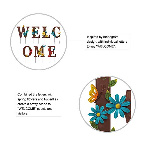 Glitzhome 7 Set Metal Welcome Garden Stakes, 25 “H Lettering Welcome With Flower Yard Stake Decor Hanging Wall Decor Indoor Outdoor Patio Lawn And Garden Sign #TOP3