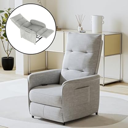 [en.casa] Elektrischer Sessel Relaxsessel mit Liegefunktion Elektronisches Einzelsofa Polstersessel Liegesofa Fernsehsessel Savukoski 102x58x81cm Hellgrau