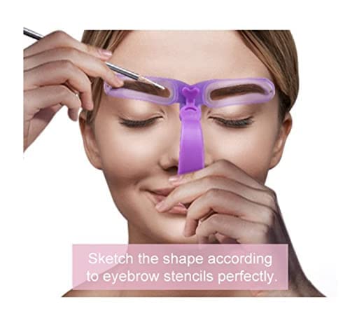 1Pc Pouple Eyebrow Shaping Kit,Eyebrow Template，8 Styles Reusable Eyebrow Stencil with Handle and Strap, Washable, Eyebrow Color, Eyes - Thumbnail 2