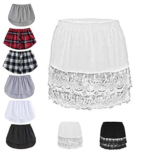 Shirt Extenders for Layering Shirt Extender for Women Plus Size Adjustable Layering Fake Top Lower Sweep Skirt Half Length Skirt (Lace White XL)