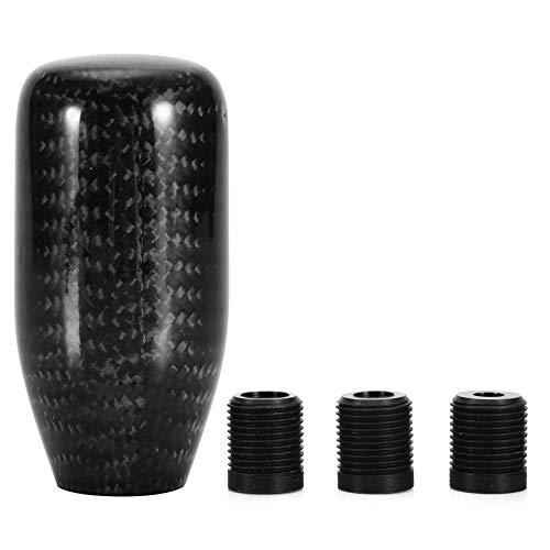 KIMISS Shift Lever Knob, Carbon Fiber Universal Car Gear Shift Knob Head Shifter Lever with 8MM 10MM 12MM Adapter (Black)