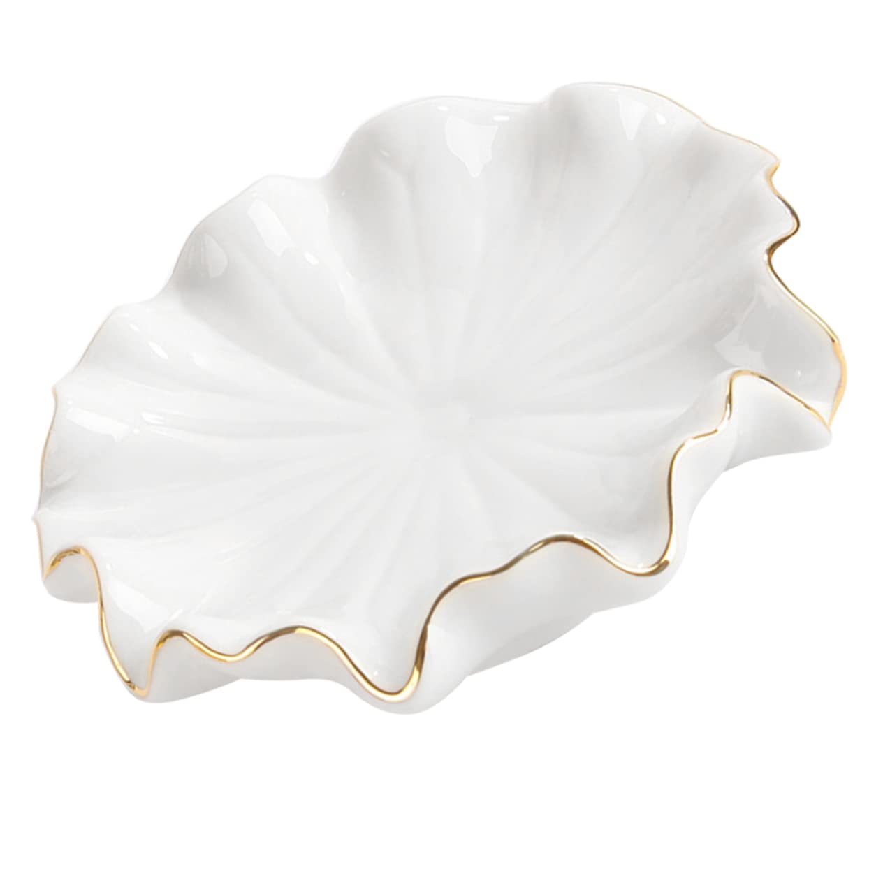 Ciieeo Ceramic Soap Tray Water Draining Function Elegant Countertop Soap Holder Cute Design for Bathroom Kitchen and Toilet Use Heavy-Duty Leaf Dish