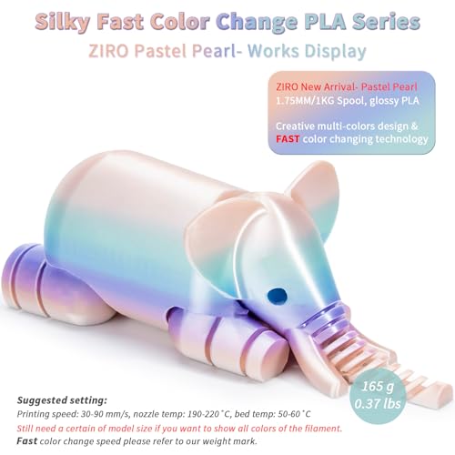 Image of ZIRO 3D Printer Filament PLA, Fast Color Change Silk, 1KG Pastel Pearl