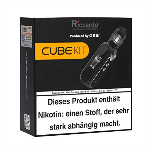 Riccardo Cube Kit 80 W / 3000 mAh mit Cube Tank Clearomizer, Tankvolumen 2 ml / 4 ml, OBS e-Zigarette - Set, gunmetal – Bild 4