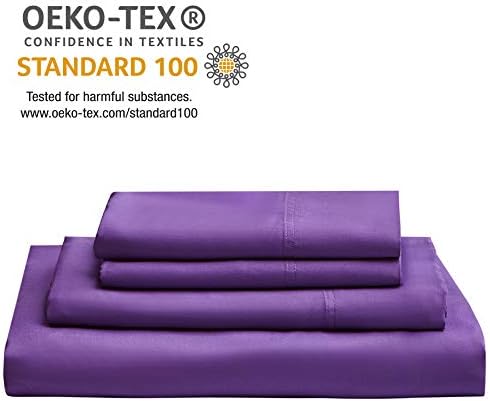 Bedsure Cooling Sheets Set Purple, Rayon Made from Bamboo, King Size Sheets, Deep Pocket Up to 16", Hotel Luxury Silky Soft Breathable Bedding Sheets & Pillowcases