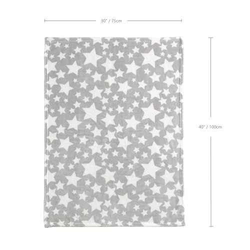 Image of CREVENT 2Pcs 75cmX100cm Cute Cozy Fluffy Warm Baby Blankets for Infants Toddlers' Bedding Crib Cot Stroller - Grey Cloud + Star