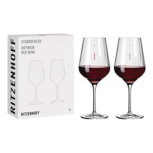 Ritzenhoff 3661001 Verre à vin rouge 500 ml - Série Sternschliff Set N° 1, 2 pièces - avec ligne en relief - Made in Germany
