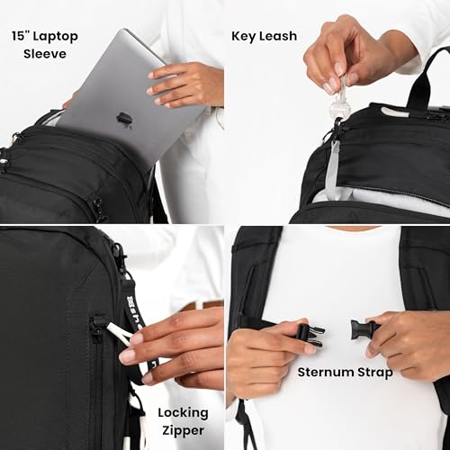 Sherpani Getaway, Casual Daypack Backpacks, Laptop Backpack, 22L Travel Backpack for Women, Travel Gift Bag, Fits 15'' Laptop, RFID Protection (Raven)2