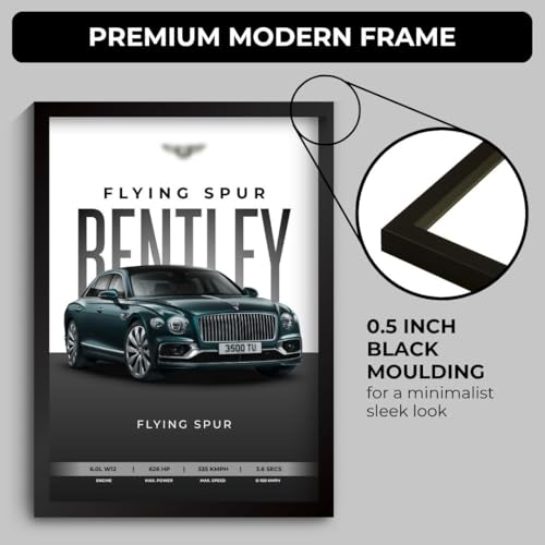 Image of Bentley Flying Spur Poster | Framed A4 Sized (31 x 23 cm) | Bentley Car Posters for Wall, Gift for Boys | Supercar Frames | Poster Sportscar Frame | Car Posters for Wall, Bedroom, Hostel, Study Room, Desk (F 032)