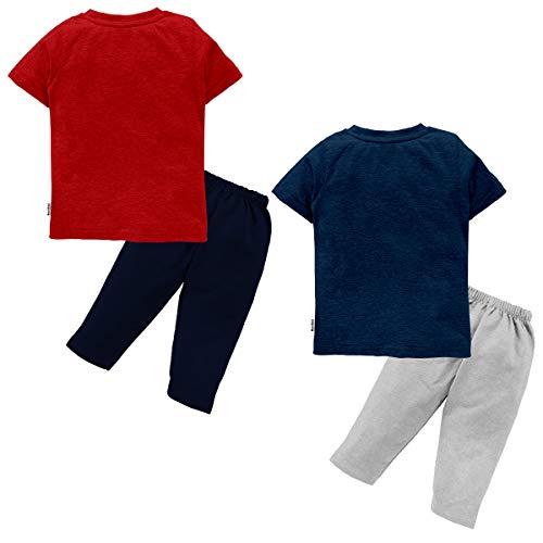 Image of NammaBaby Boy's Cotton Printed Premium Half Sleeves T-Shirt and Shorts Top and Bottom Set /Tshirt-Shorts with Pocket Combo of 2