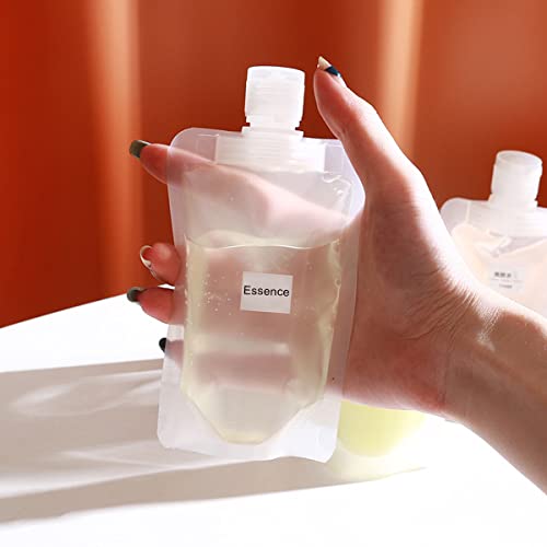 Refillable Squeeze Pouch 15PCS Clear Travel Shampoo Squeezable Bags 100ML Travel Containers Kitsch Travel Set Stand Up Pouch for Toiletry Lotion Shower Gel Mouthwash Leakproof Cosmetic Containers